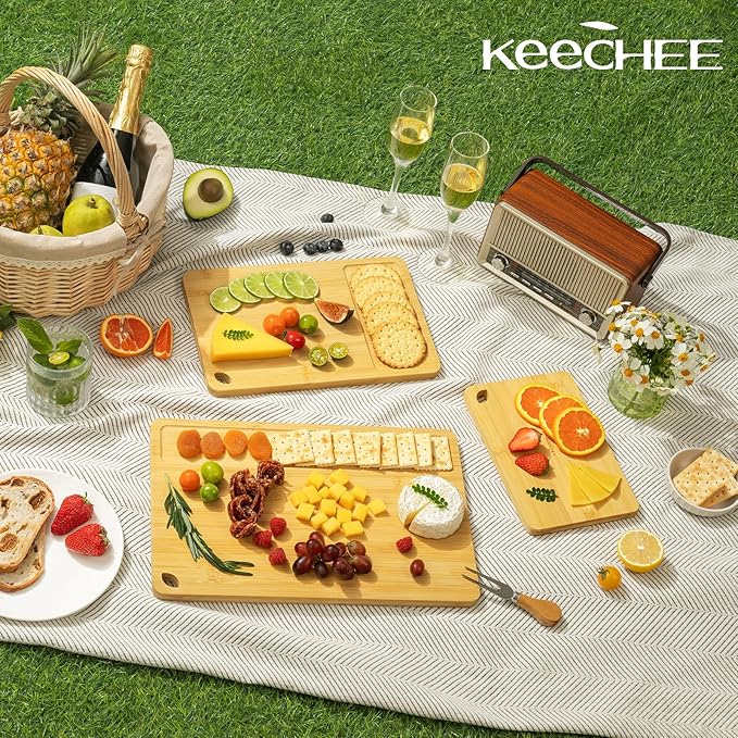 Keechee Bamboo Cutting Board, Cutting Board for Kitchen with Handles