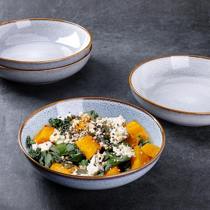 AmorArc 8.5’’ Ceramic Pasta Bowls Set of 4, 36oz Large Stoneware Bowls Set