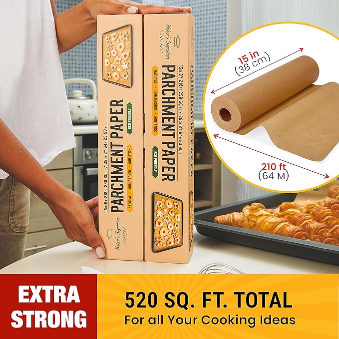 Unbleached Parchment Paper for Baking – 2-Pack 520 Sq.Ft Total