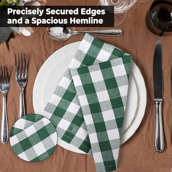 Urban Villa Cloth Napkins Cotton 20x20 (Set of 12) Hunter White