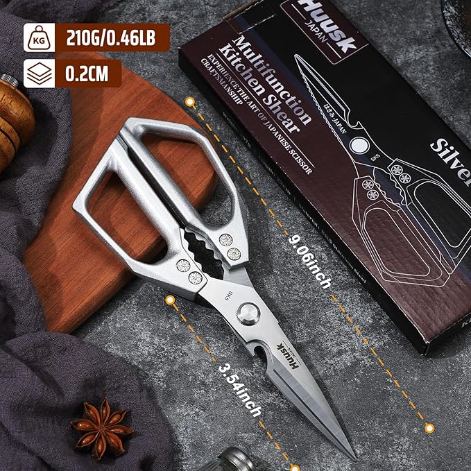 Huusk Kitchen Scissors for Food, Stainless Steel Kitchen Shears All Purpose