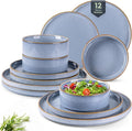 GBHOME Dinnerware Sets for 4, 12 Pieces Ceramic Plates and Bowls Set