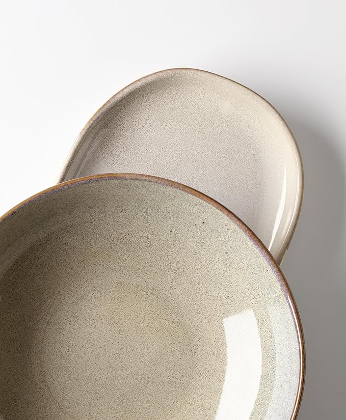 Oneida Organic Shades Oatmeal Stoneware 2-Piece Serving Platter Set