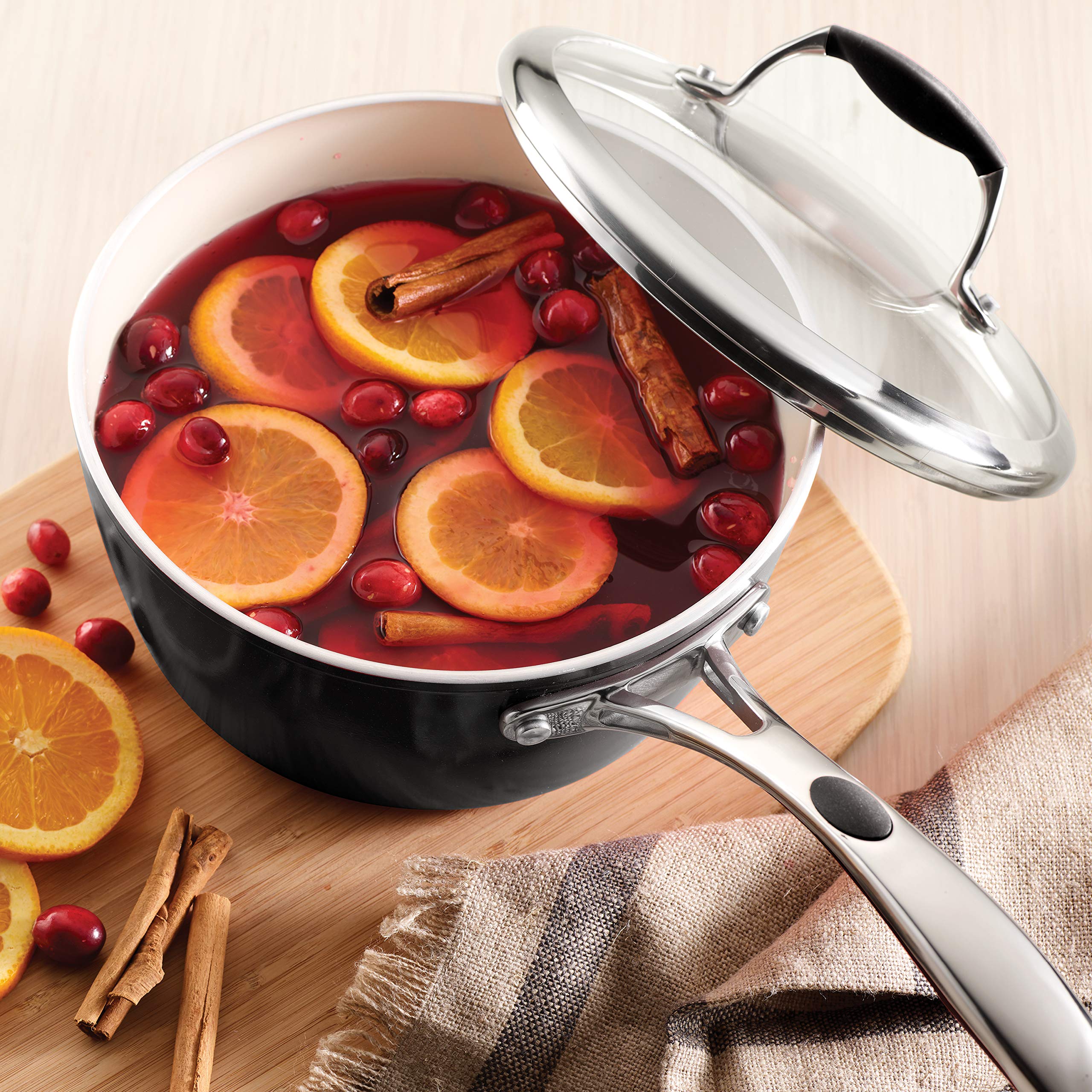 Tramontina Ceramica Deluxe 3-Quart Sauce Pan with Glass Lid