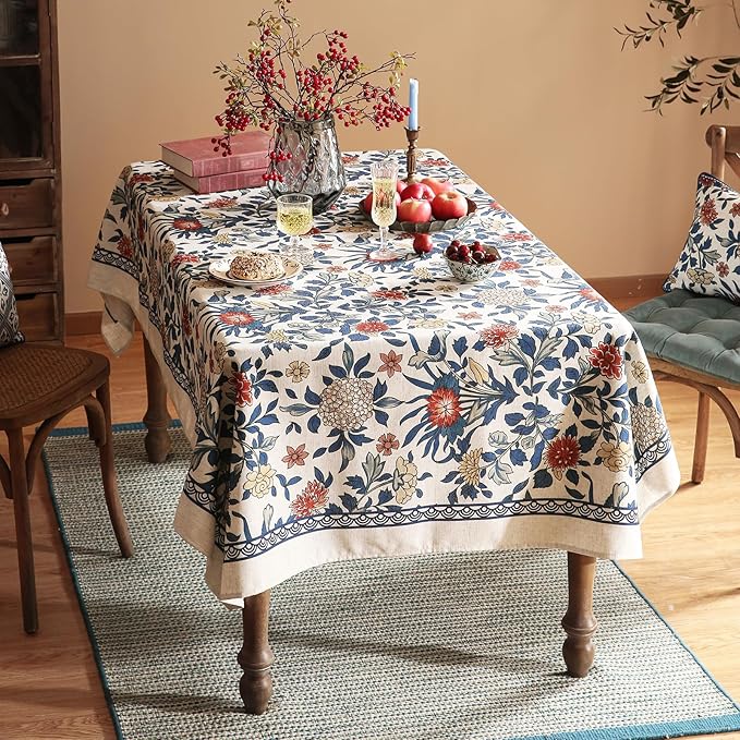 patdrea Vintage French Linen Tablecloth,Rectangular,87"x63"-Ivar A