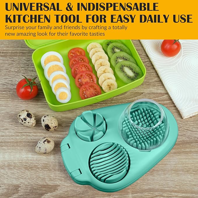 Egg Slicer for Hard Boiled Eggs - 3 Slice Modes Egg Cutter, Dicer, Chopper