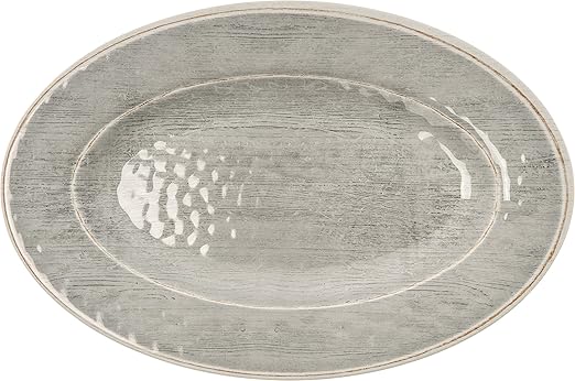 Carlisle FoodService Products Grove Resuable Plastic Oval Plate with Wide Rim for Home and Restaurant, Melamine, 12 x 8 Inches, Smoke, (Pack of 12)