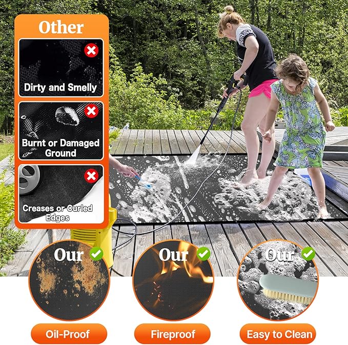 96 ×72 Inch Double-Sided Fireproof Under Grill Mats for Outdoor Grill