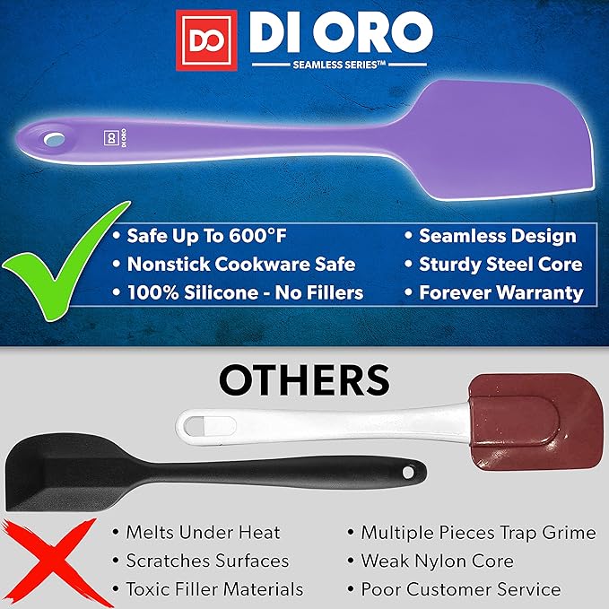 DI ORO Large Silicone Spatula - 600F Heat Resistant, Lavender