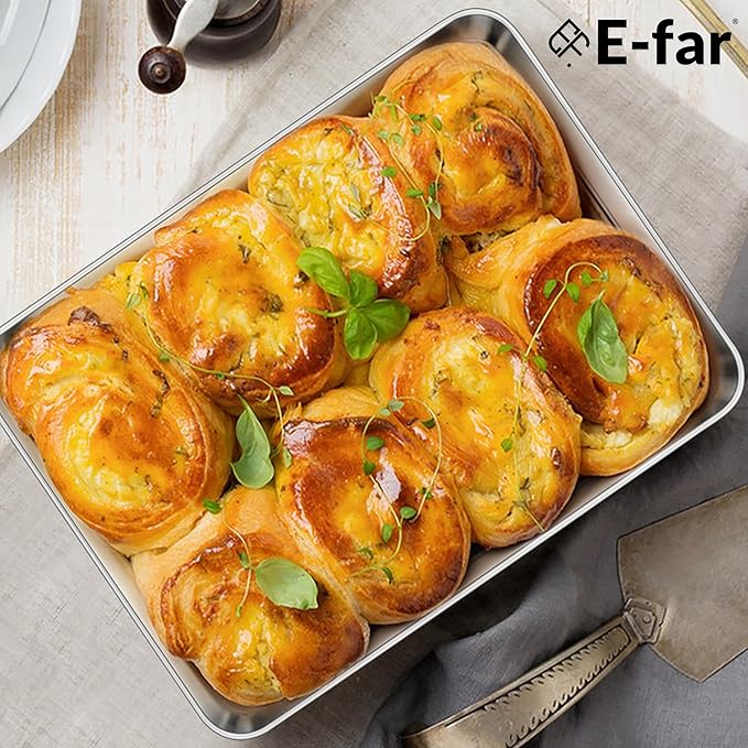 E-far 10.5” x8.3” Baking Sheet Set of 2, Stainless Steel Toaster Oven Tray