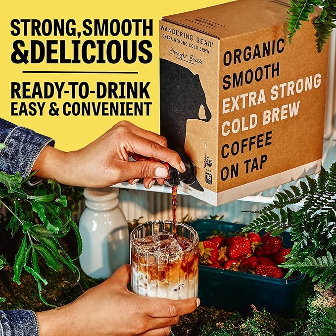 Wandering Bear Straight Black Organic Cold Brew Coffee On Tap - 128 fl oz