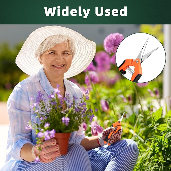 EWPJDK 3 Pack Garden Pruning Shears Scissors Clippers (Orange)