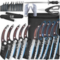 XYJ Professional Kitchen Knife Set with Bag, Forged Blades, Full Tang