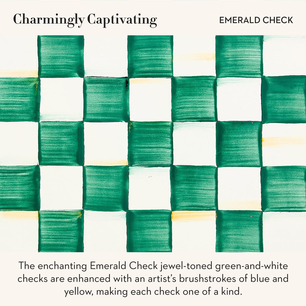 MACKENZIE-CHILDS Everyday Bowl, Medium, Green-and-White Emerald Check