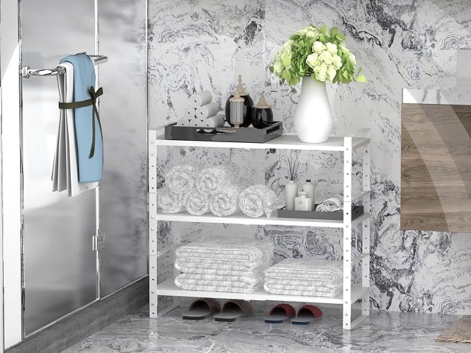 Jojocross Expandable Stackable Aadjustable Shoe Rack Pantry Shelf for Kitchen Cabinets Counter Shelves Countertop Cupboard Storage Solution,Sturdy Heavy-Duty Metal Construction(3Packs/White/Large)