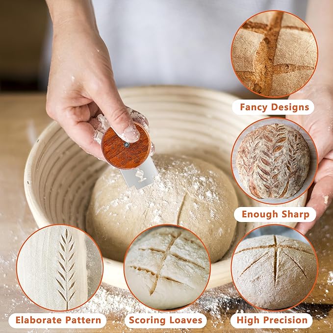 Epritliber UFO Bread Lame Cutter for Homemade Sourdough,Bread Scorer Tool for Sourdough with 5 Blades and Case,Slashing Tool Bread Cutting Knife for Artisan Bread and Baguette Makers,Octopus