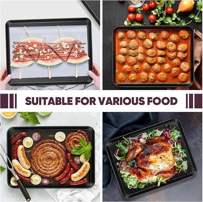 E-far Baking Sheet Set of 2, 12.5" x 9.5" x 1" Cookie Sheet Pan for Baking