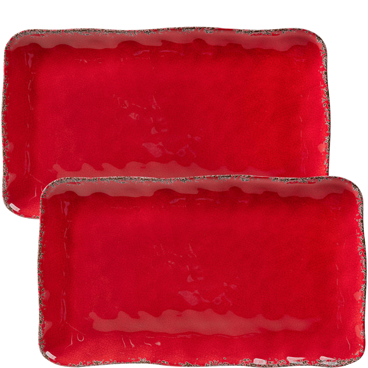 ZAROCRUS Vintage Melamine Serving Platters, Set of 2, 17'' x 10'' 100% Melamine And BPA Free Farmhouse Large Serving Trays. Warm Gray