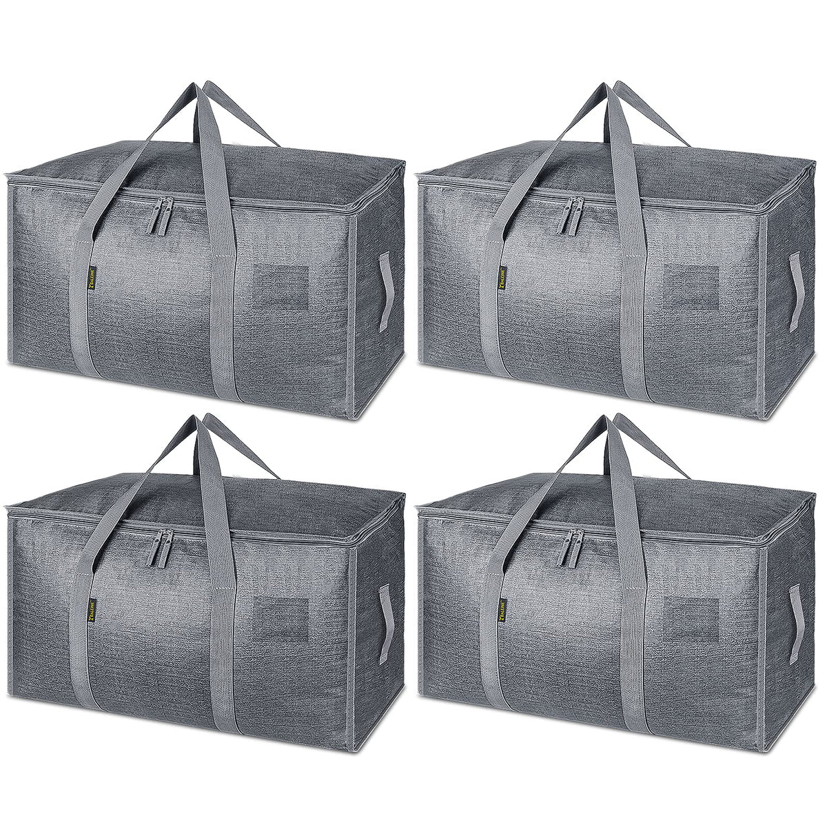 BALEINE 4-Pack Oversized Moving Bags with Reinforced Handles, Heavy-Duty Storage Tote Moving Supplies for Packaging, Camping (Blue w/Window, 4-Pack)