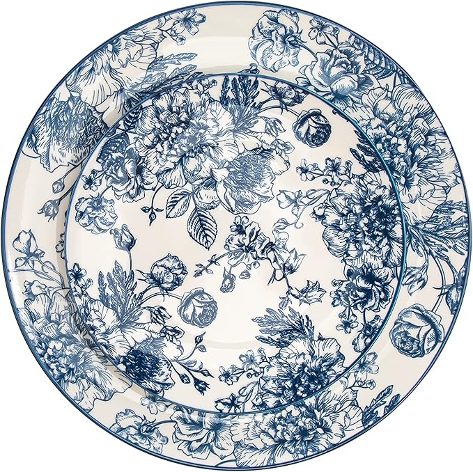 Godinger Dinnerware Set Banbury Porcelain Dinner Plate, Salad Plate, Soup Bowl - 12 Piece Set