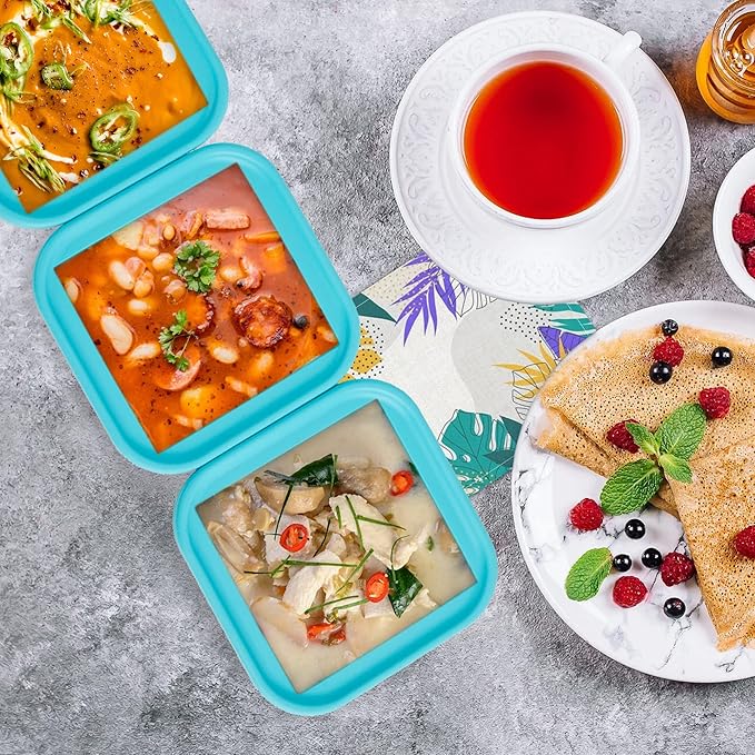 NAKTOW 2 Cup Silicone Freezer Tray with Lid, 2 Pack Large Portion Food Freezing Containers for Soup, Broth, Chili, Sauce & Meal Prep, Steel Reinforced Rim, Easy Release, BPA Free, Dishwasher Safe