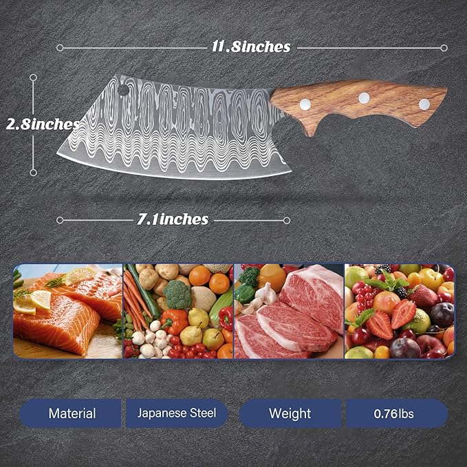 Huusk Meat Cleaver Knife with Sheath - Butcher Knives for Meat Cutting