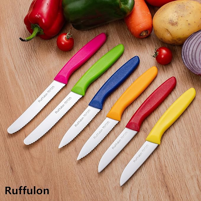 Vegetable and Fruit Knives set,Sharp Serrated Paring Knife,Ergonomic Handle