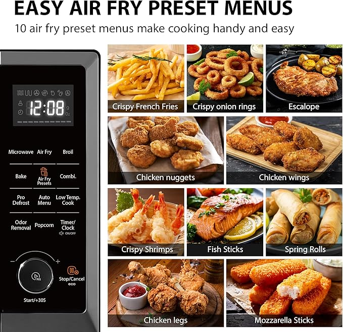 TOSHIBA Air Fryer Combo Microwave, 1.0 Cu.Ft, Black Stainless Steel