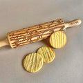 BAMBOO Embossed Rolling Pin for Ceramic. Clay Roller and Ceramic Stamp for Embossing Pottery. Baking Gifts for Women by Algis Crafts for Embossed Cookies
