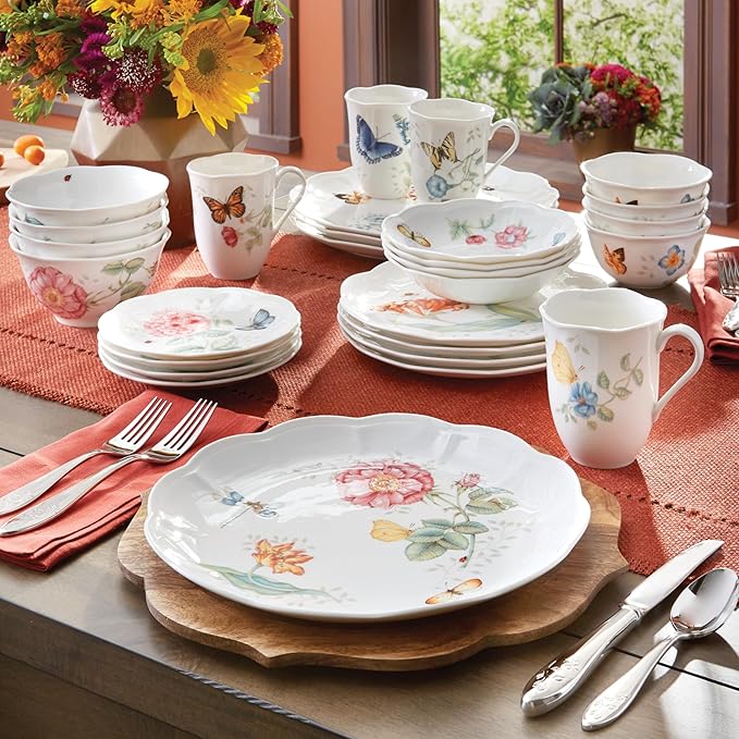 Lenox Butterfly Meadow Porcelain 28-Piece Dinnerware Set for 4