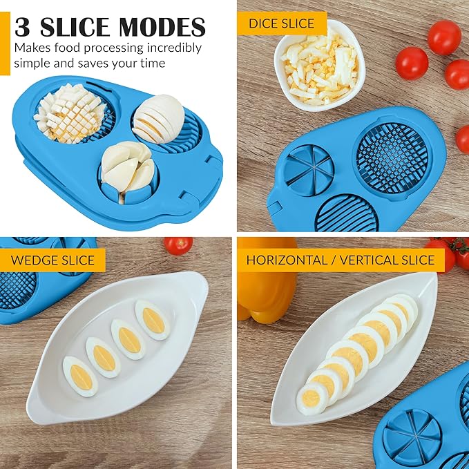 Egg Slicer for Hard Boiled Eggs - 3 Slice Modes Egg Cutter, Dicer, Chopper