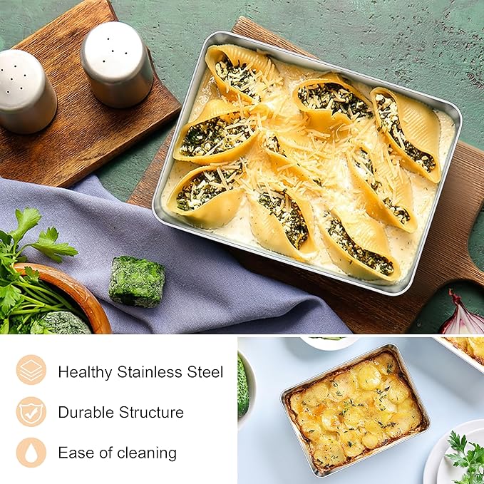 E-far Toaster Oven Tray Set of 2, 9.4”x7.3” Stainless Steel Baking Sheet