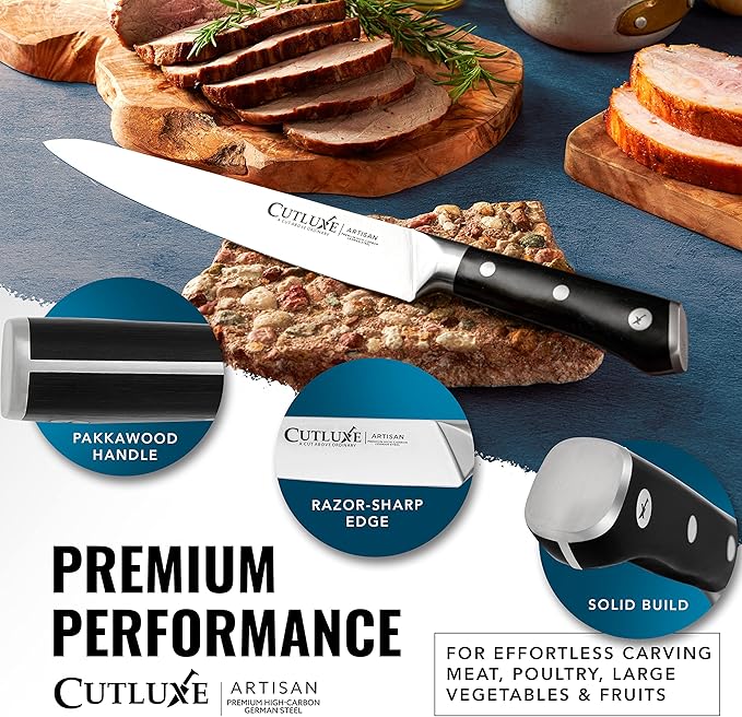 Cutluxe Turkey Carving Knife Set – Carving Fork & Knife for Meat & BBQ