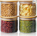 17 oz Glass Jars with Bamboo Lids, Airtight Food Storage Containers, 4 Pack