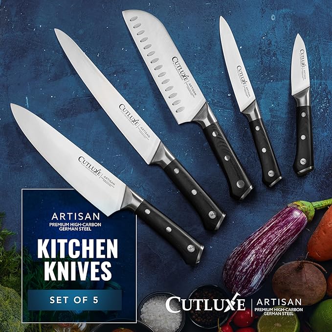Cutluxe Kitchen Knives, 5-Piece Chef Knife Set – Razor Sharp German Steel