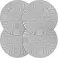Billbotk Round Woven Placemats Set of 4, 13 Inches Table Place Mats for Dining Table, Hot Pads for Kitchen, Trivets for Hot Dishes, Pots and Pans,Tabletop Accessories(LightGray)