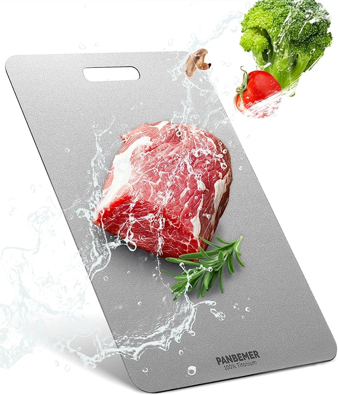 100% Pure Titanium Cutting Boards for Kitchen, Non-Toxic Double-Sided Chopping Board, Dishwasher Safe, Easy to Clean – 15 x 9 Inch