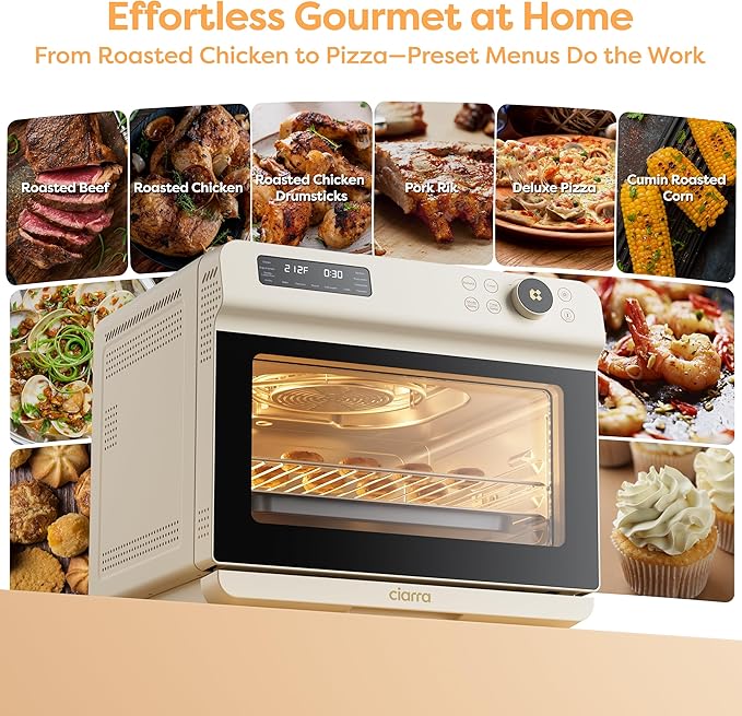 CIARRA 12-in-1 Countertop Steam Oven with Air Fryer, 25.4QT Nosh Oven Pro