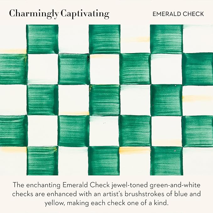 MACKENZIE-CHILDS Enamel Canister, Large, Green-and-White Emerald Check