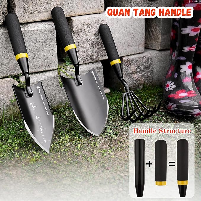 Kemaier 3-Piece Garden Tool Set, Heavy-Duty Stainless Steel Premium Tools