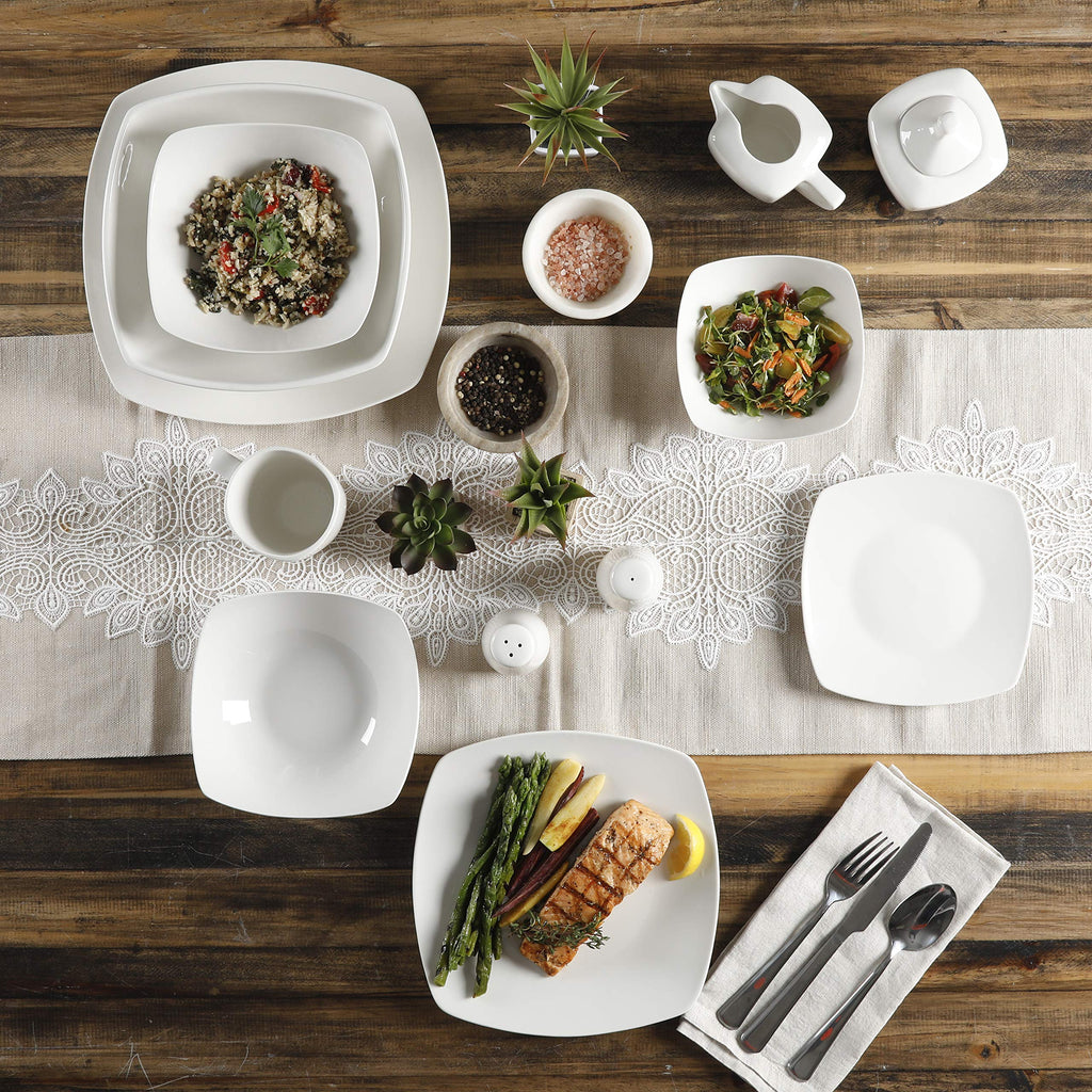 Gibson Home Zen Buffetware 39 Piece Dinnerware Set, White