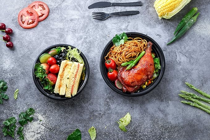 Glotoch Round Reusable Meal Prep Containers with Lids, 16 oz, 50 Pack