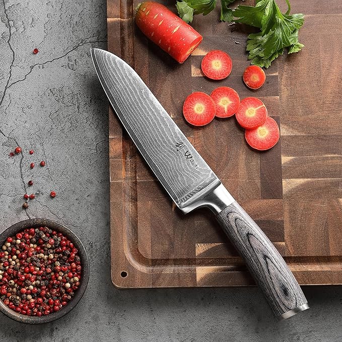 Wakoli EDIS Kitchen Knife Set, 6-Piece VG10 Core Damascus, Pakkawood Handle