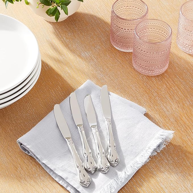 Oneida Chateau Dinner Knives Silverware Set for 4, Flatware