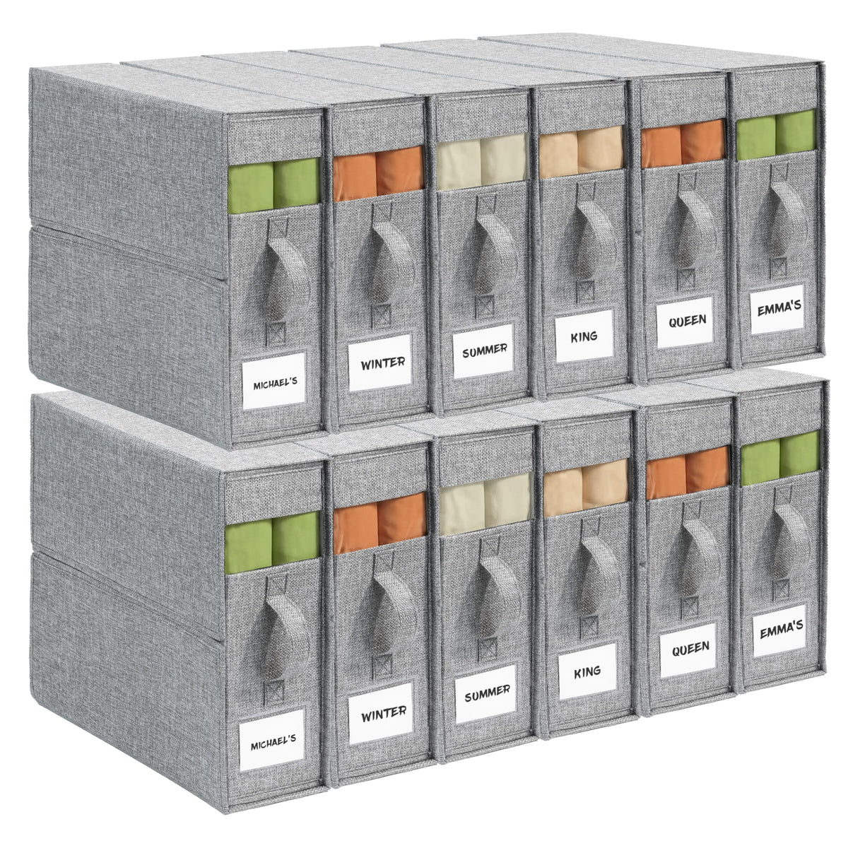 ZenStorage Sheet Organizers and Storage for Linen Closet, 6Pack Grey