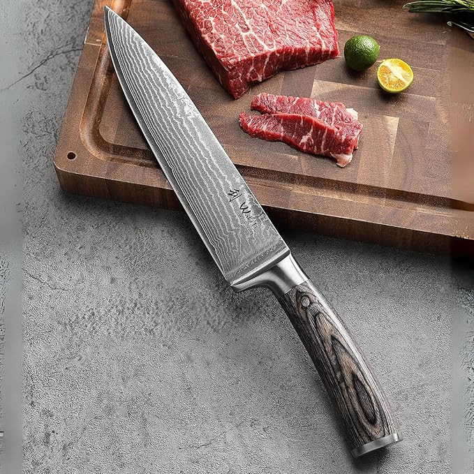 Wakoli EDIS Kitchen Knife Set, 6-Piece VG10 Core Damascus, Pakkawood Handle