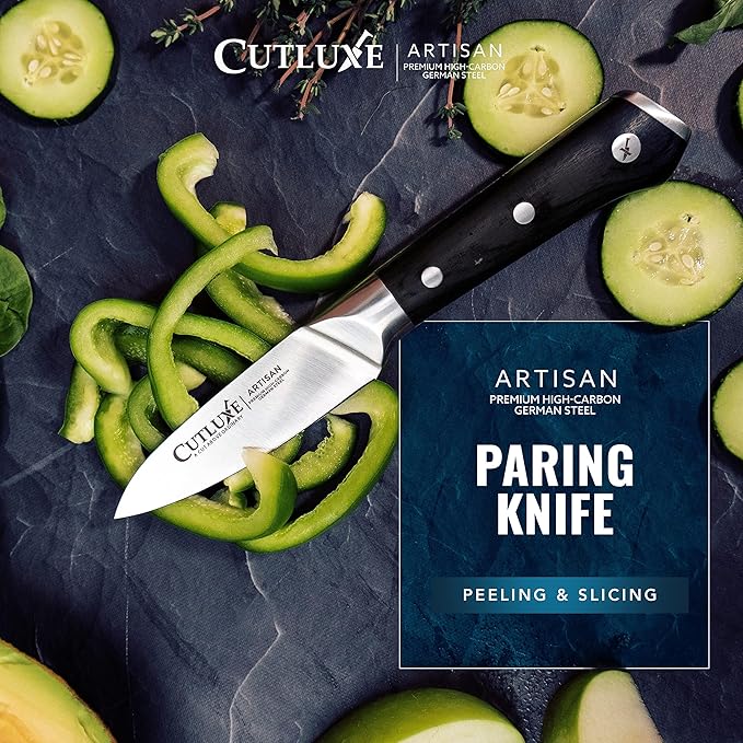 Cutluxe Paring Knife, 3.5" Small Kitchen Peeling Knife – Razor Sharp