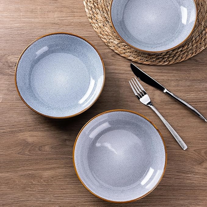 AmorArc 8.5’’ Ceramic Pasta Bowls Set of 4, 36oz Large Stoneware Bowls Set